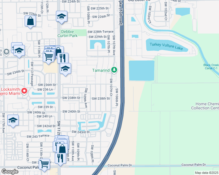 map of restaurants, bars, coffee shops, grocery stores, and more near 23634 Southwest 107th Court in Homestead