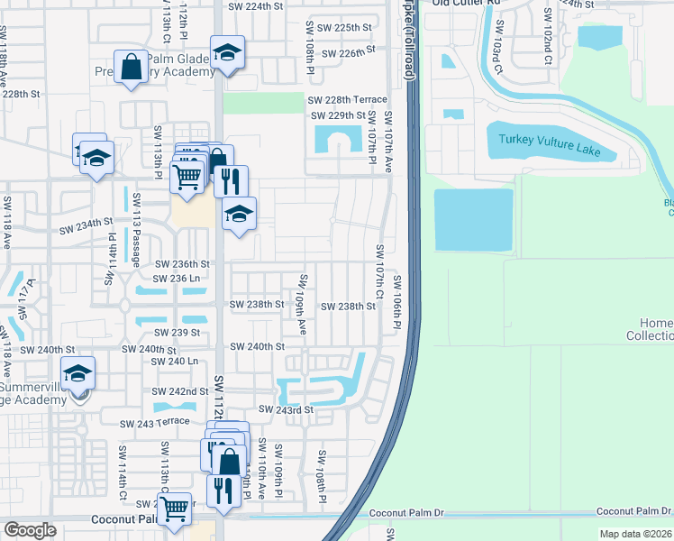 map of restaurants, bars, coffee shops, grocery stores, and more near 23604 Southwest 108th Court in Homestead