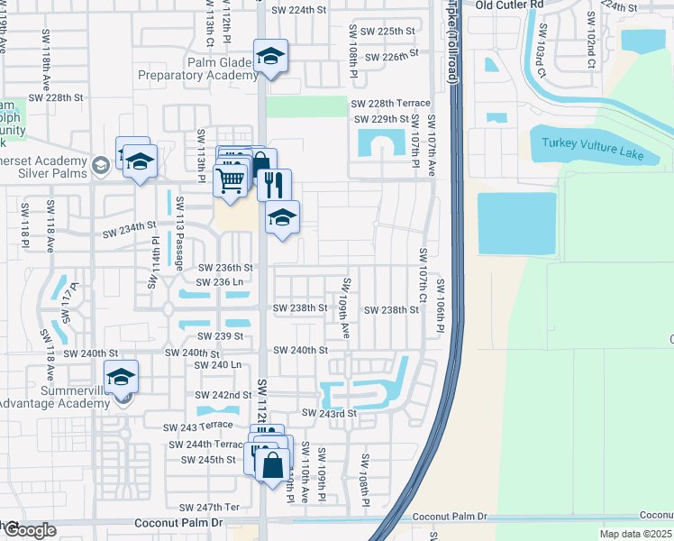 map of restaurants, bars, coffee shops, grocery stores, and more near 10925 Southwest 236th Terrace in Homestead