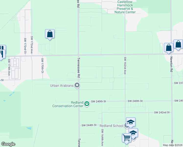 map of restaurants, bars, coffee shops, grocery stores, and more near 16475 Southwest 236th Street in Homestead