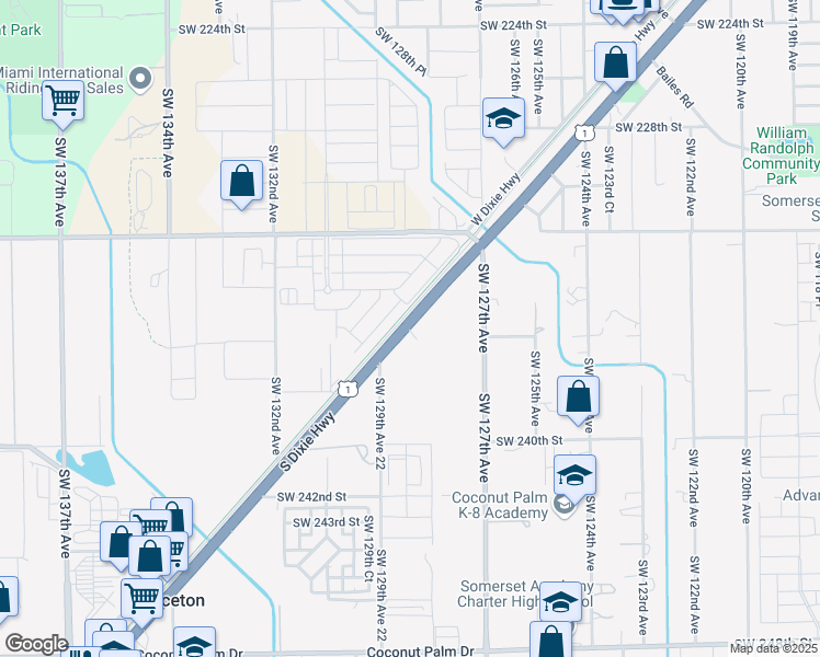 map of restaurants, bars, coffee shops, grocery stores, and more near 23501 South Dixie Highway in Homestead