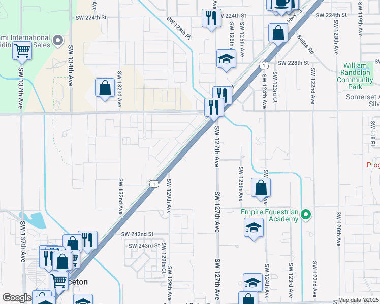 map of restaurants, bars, coffee shops, grocery stores, and more near 23455 South Dixie Highway in Princeton