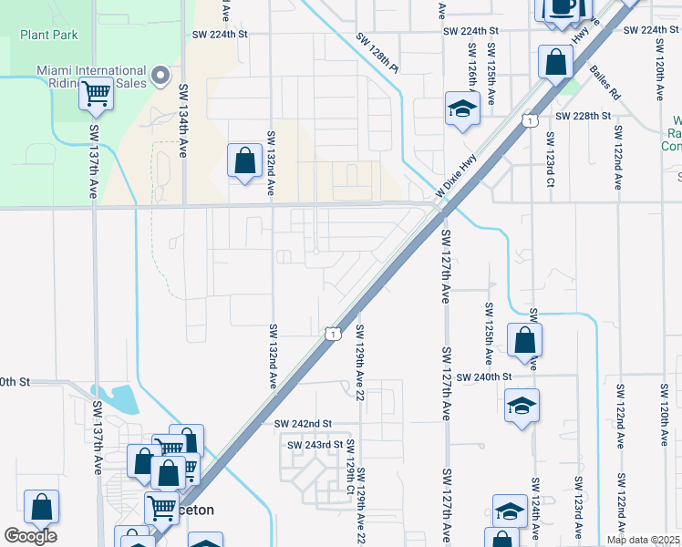 map of restaurants, bars, coffee shops, grocery stores, and more near 23645 Southwest 129th Avenue in Homestead