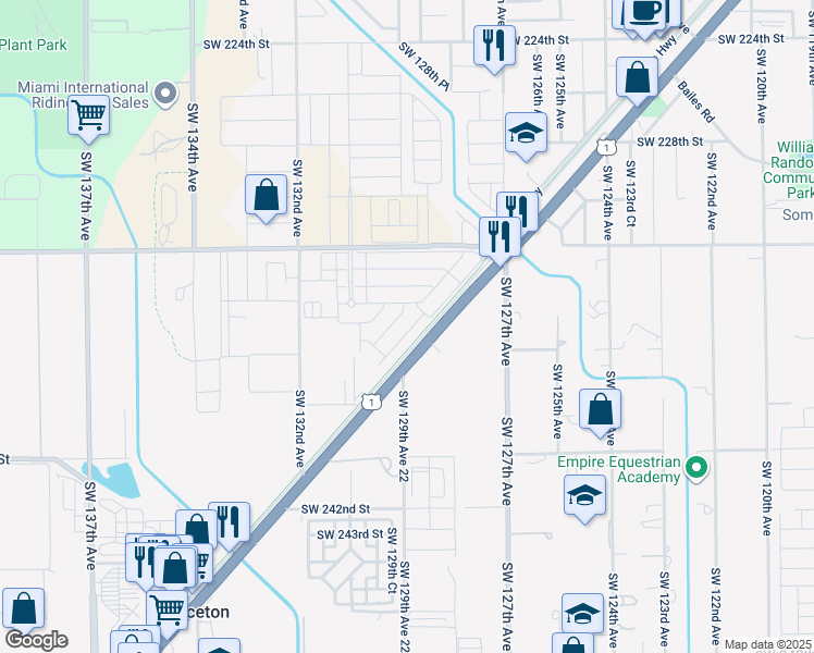 map of restaurants, bars, coffee shops, grocery stores, and more near Busway in Miami