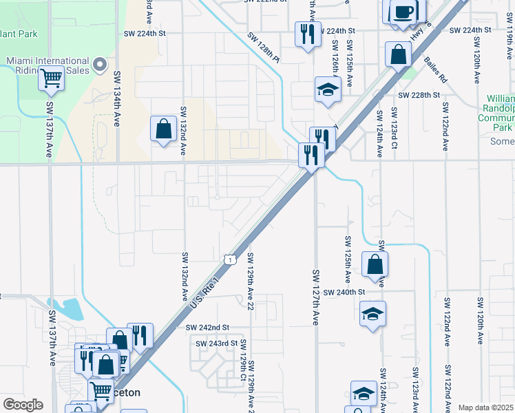 map of restaurants, bars, coffee shops, grocery stores, and more near 23501 South Dixie Highway in Homestead