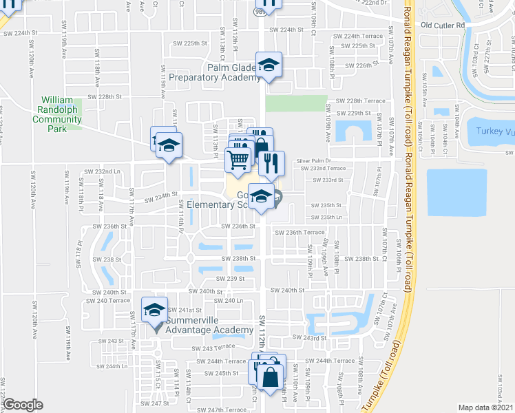map of restaurants, bars, coffee shops, grocery stores, and more near 23461 Southwest 112th Court in Homestead