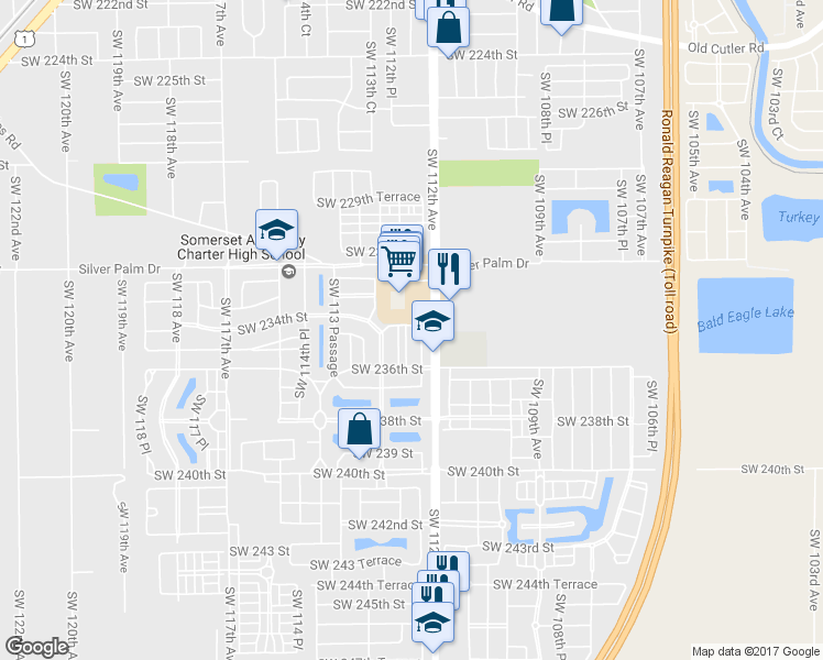 map of restaurants, bars, coffee shops, grocery stores, and more near 11238 Southwest 234 Terrace in Homestead