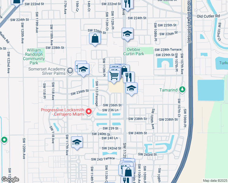 map of restaurants, bars, coffee shops, grocery stores, and more near 11238 Southwest 234 Terrace in Homestead
