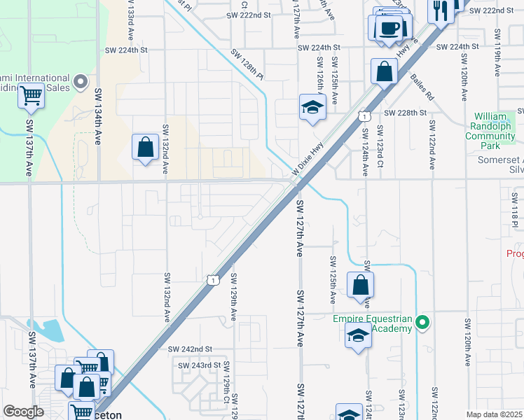 map of restaurants, bars, coffee shops, grocery stores, and more near 23455 South Dixie Highway in Princeton