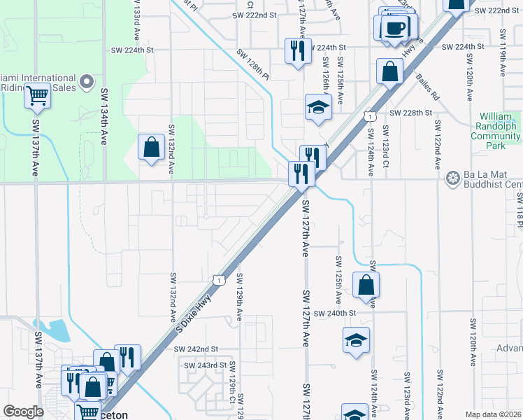 map of restaurants, bars, coffee shops, grocery stores, and more near 23501 South Dixie Highway in Homestead
