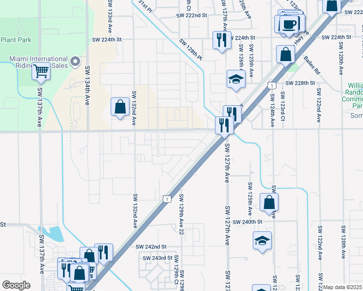 map of restaurants, bars, coffee shops, grocery stores, and more near 23501 South Dixie Highway in Homestead