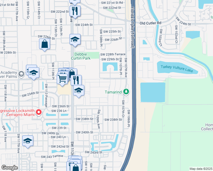 map of restaurants, bars, coffee shops, grocery stores, and more near 10842 Southwest 232nd Terrace in Homestead
