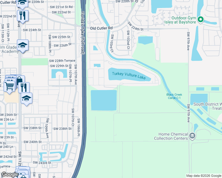 map of restaurants, bars, coffee shops, grocery stores, and more near 10350 SW 232nd St in Homestead