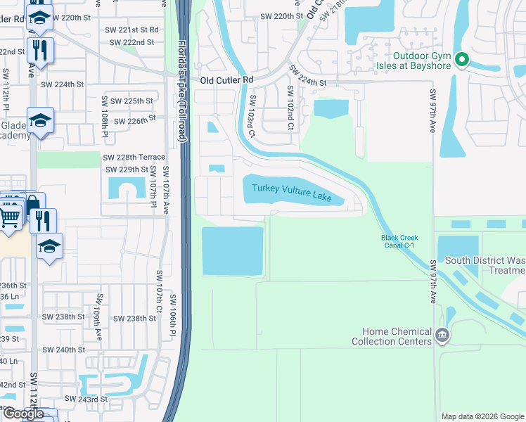map of restaurants, bars, coffee shops, grocery stores, and more near 10350 SW 232nd St in Homestead