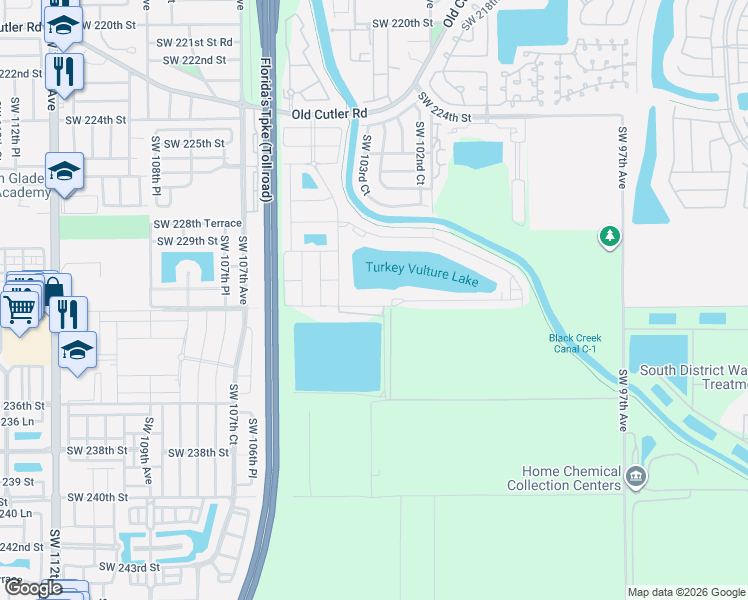 map of restaurants, bars, coffee shops, grocery stores, and more near 10350 SW 232nd St in Homestead