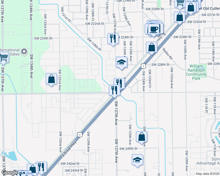 map of restaurants, bars, coffee shops, grocery stores, and more near 22958 Southwest 127th Court in Goulds