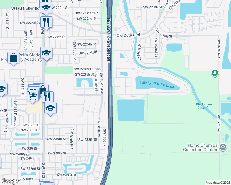 map of restaurants, bars, coffee shops, grocery stores, and more near 23145 Southwest 105th Court in Homestead