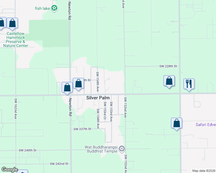 map of restaurants, bars, coffee shops, grocery stores, and more near 23080 Southwest 153rd Court in Miami