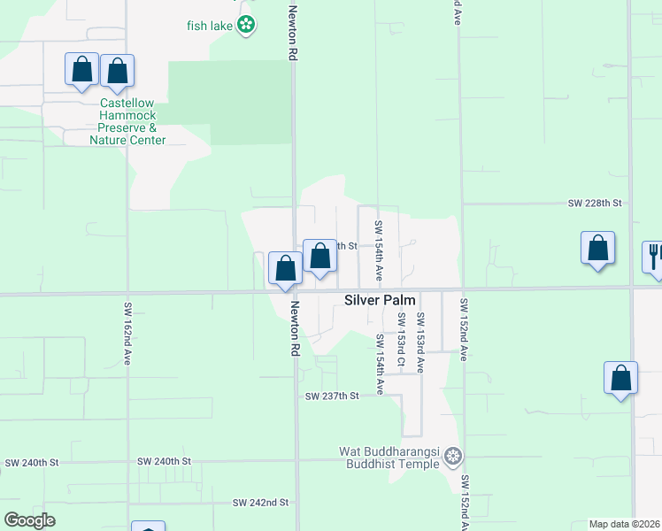 map of restaurants, bars, coffee shops, grocery stores, and more near 23034 Southwest 155th Avenue in Miami