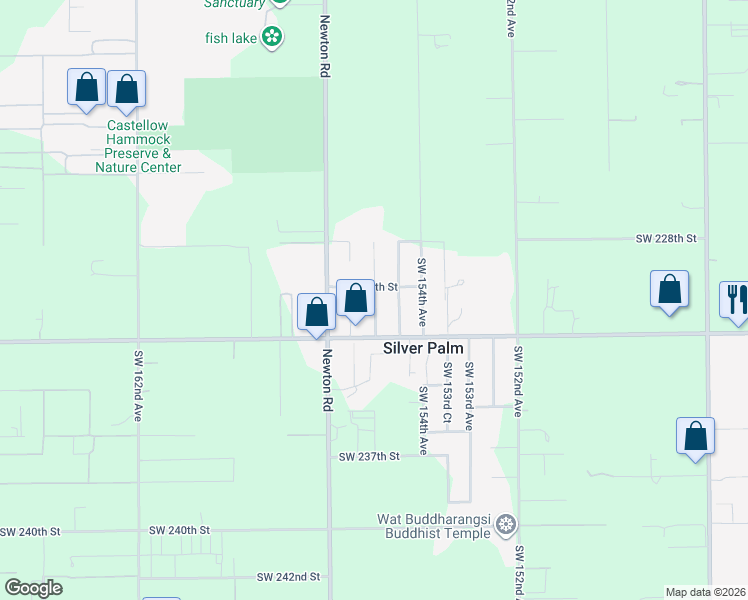 map of restaurants, bars, coffee shops, grocery stores, and more near 23034 Southwest 155th Avenue in Miami