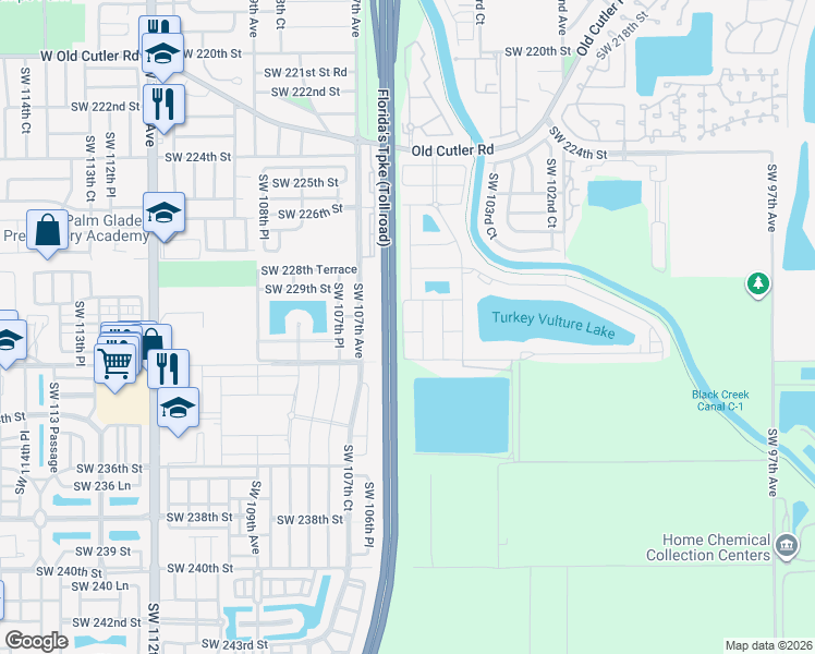 map of restaurants, bars, coffee shops, grocery stores, and more near 23145 Southwest 105th Court in Homestead