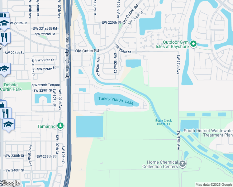 map of restaurants, bars, coffee shops, grocery stores, and more near 10222 Southwest 228th Terrace in Miami