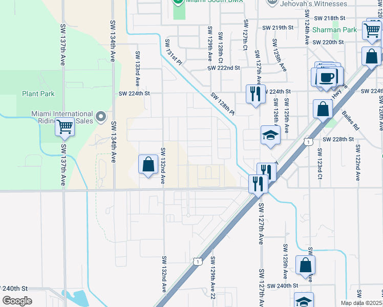 map of restaurants, bars, coffee shops, grocery stores, and more near 22912 Southwest 130th Avenue in Goulds