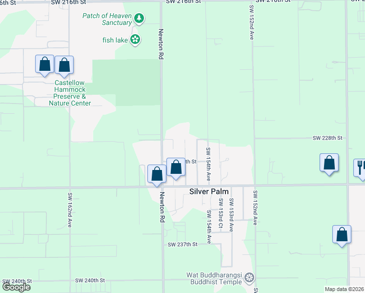 map of restaurants, bars, coffee shops, grocery stores, and more near 22840 Southwest 155th Avenue in Miami