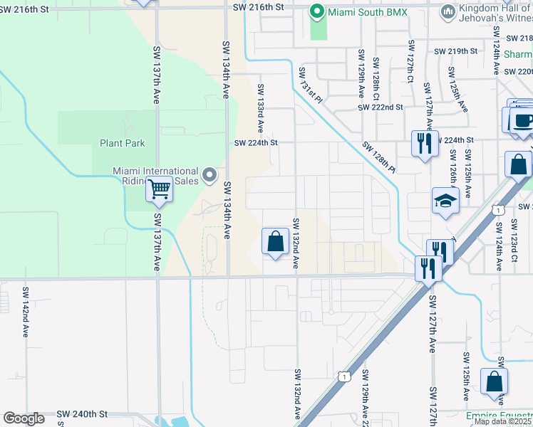 map of restaurants, bars, coffee shops, grocery stores, and more near 13237 Southwest 229th Street in Goulds