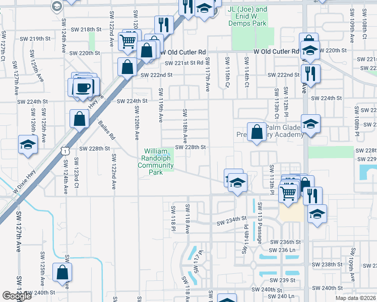 map of restaurants, bars, coffee shops, grocery stores, and more near in Goulds