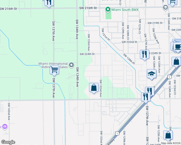 map of restaurants, bars, coffee shops, grocery stores, and more near 13237 Southwest 229th Street in Goulds