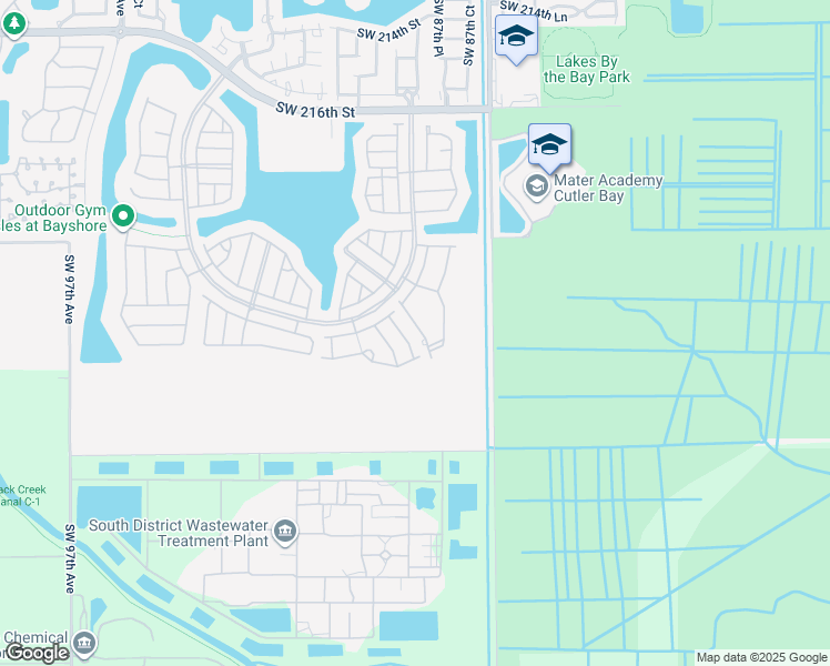 map of restaurants, bars, coffee shops, grocery stores, and more near 22881 Southwest 88th Place in Cutler Bay