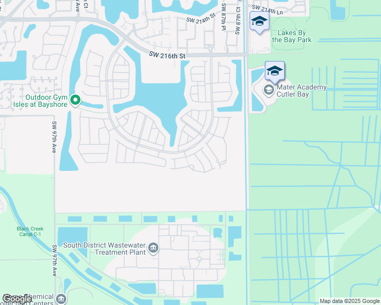 map of restaurants, bars, coffee shops, grocery stores, and more near 22611 Southwest 89th Place in Cutler Bay
