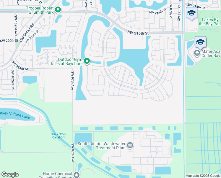 map of restaurants, bars, coffee shops, grocery stores, and more near 9235 Southwest 227th Terrace in Cutler Bay