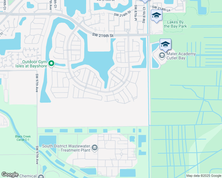 map of restaurants, bars, coffee shops, grocery stores, and more near 22611 Southwest 89th Place in Cutler Bay
