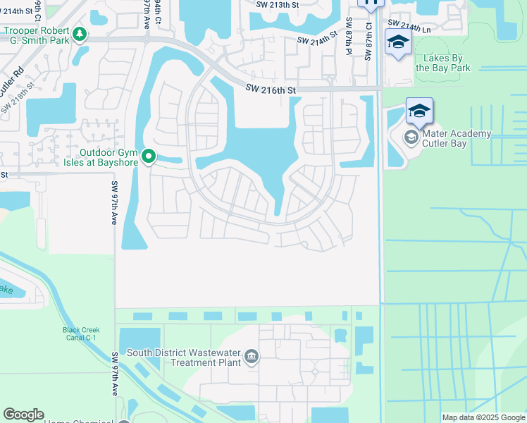 map of restaurants, bars, coffee shops, grocery stores, and more near 9001 Southwest 227th Street in Cutler Bay