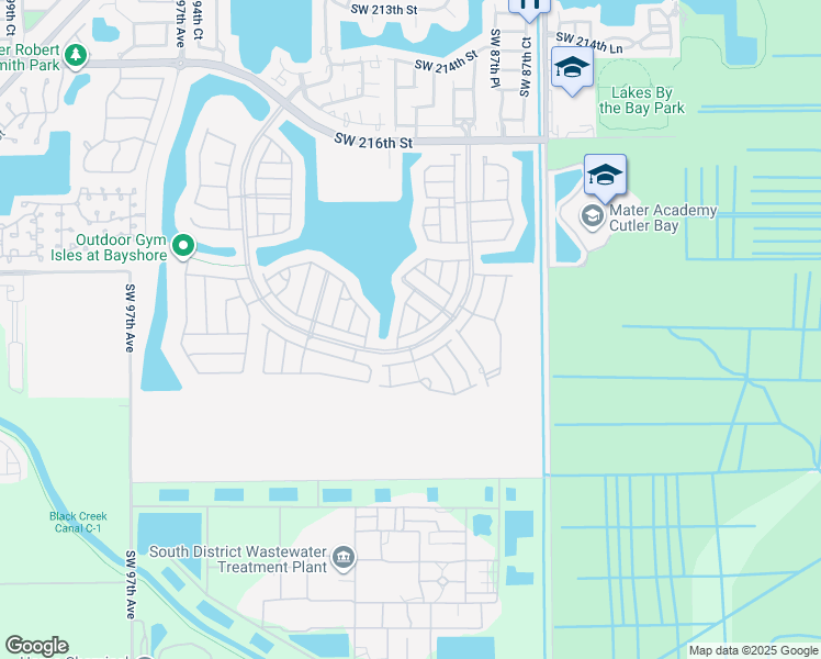 map of restaurants, bars, coffee shops, grocery stores, and more near 22611 Southwest 89th Place in Cutler Bay