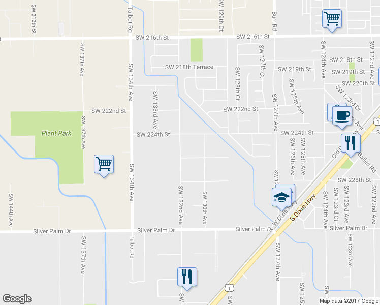 map of restaurants, bars, coffee shops, grocery stores, and more near 13125 Southwest 226th Street in Miami