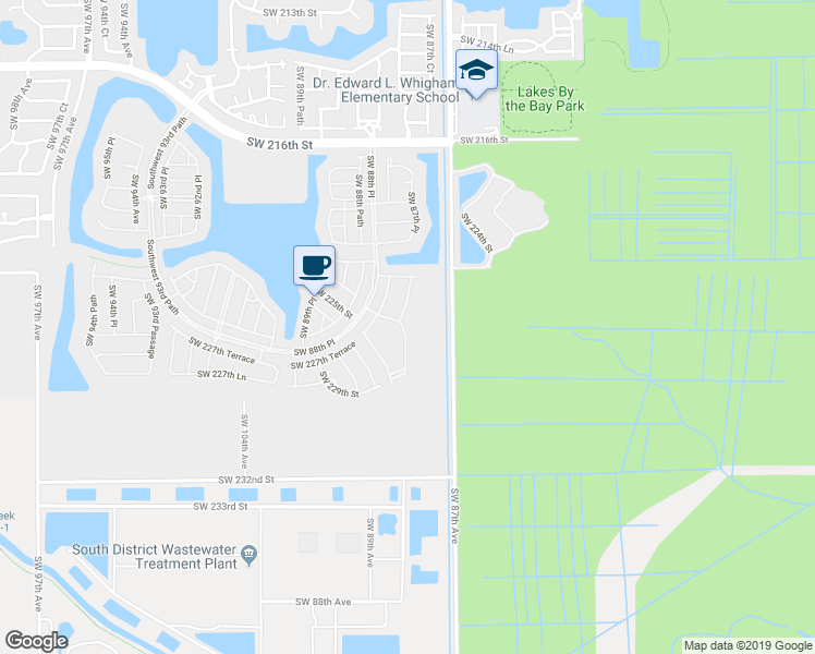 map of restaurants, bars, coffee shops, grocery stores, and more near 22621 Southwest 88th Place in Cutler Bay