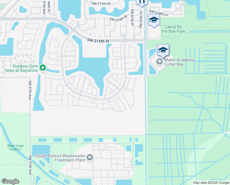map of restaurants, bars, coffee shops, grocery stores, and more near 8867 Southwest 227th Terrace in Cutler Bay