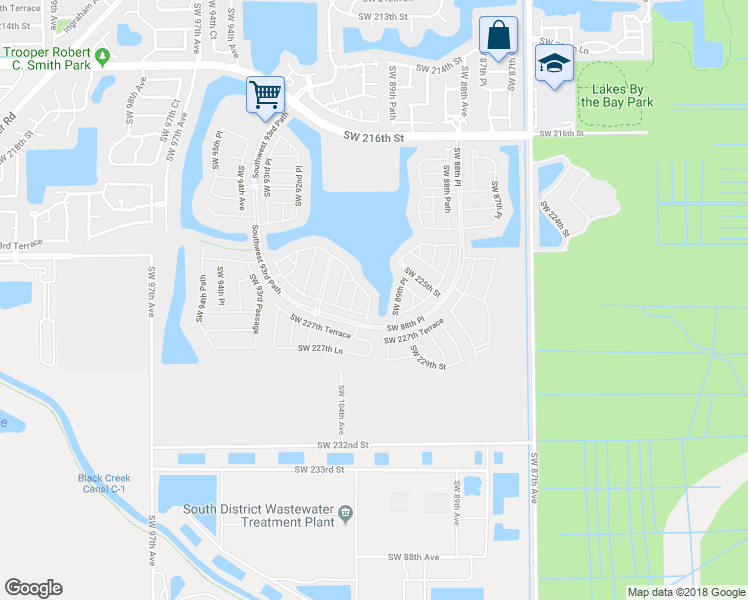 map of restaurants, bars, coffee shops, grocery stores, and more near 9001 Southwest 227th Street in Cutler Bay