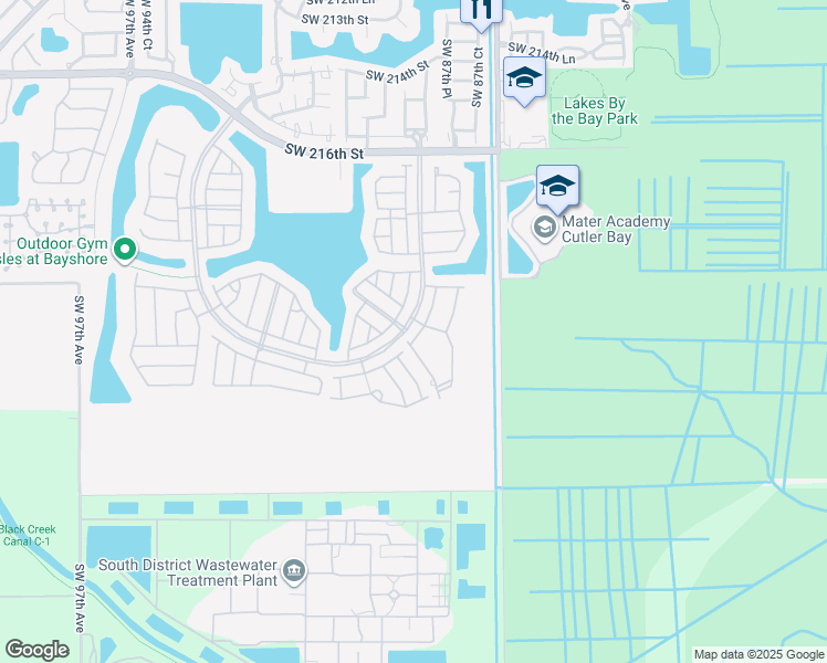 map of restaurants, bars, coffee shops, grocery stores, and more near 8867 Southwest 227th Terrace in Cutler Bay