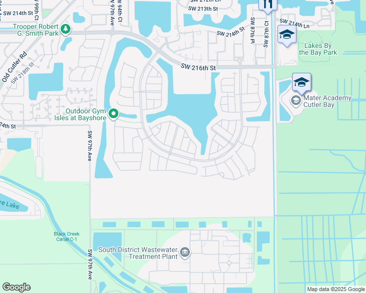 map of restaurants, bars, coffee shops, grocery stores, and more near 9103 Southwest 227th Street in Cutler Bay