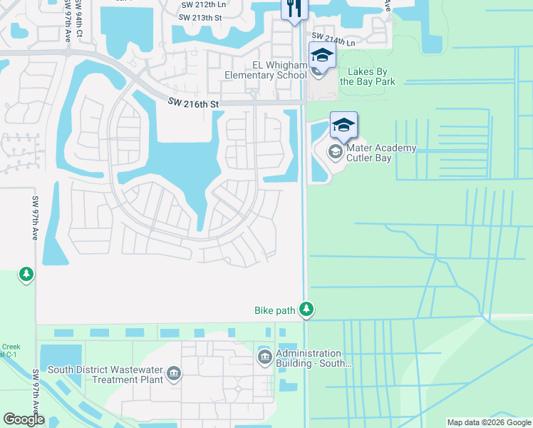 map of restaurants, bars, coffee shops, grocery stores, and more near 22411 Southwest 88th Place in Cutler Bay