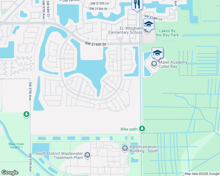 map of restaurants, bars, coffee shops, grocery stores, and more near 8888 Southwest 224th Terrace in Cutler Bay