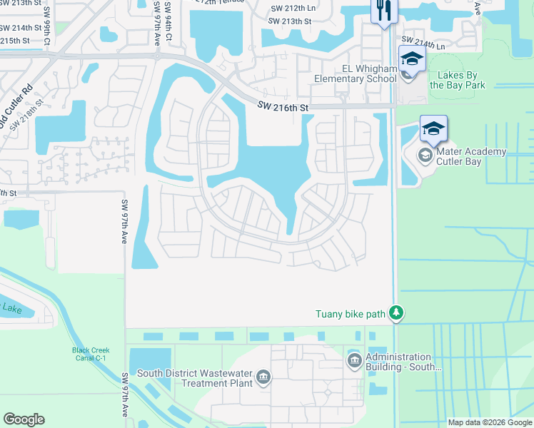 map of restaurants, bars, coffee shops, grocery stores, and more near 9115 Southwest 227th Street in Cutler Bay