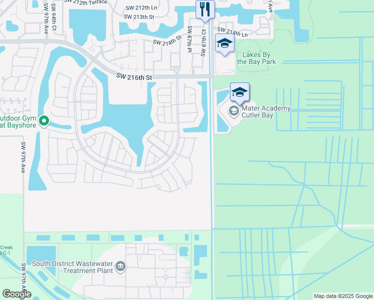map of restaurants, bars, coffee shops, grocery stores, and more near 22411 Southwest 88th Place in Cutler Bay