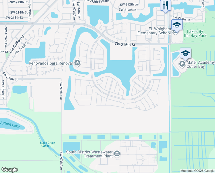 map of restaurants, bars, coffee shops, grocery stores, and more near 9257 Southwest 227th Street in Miami
