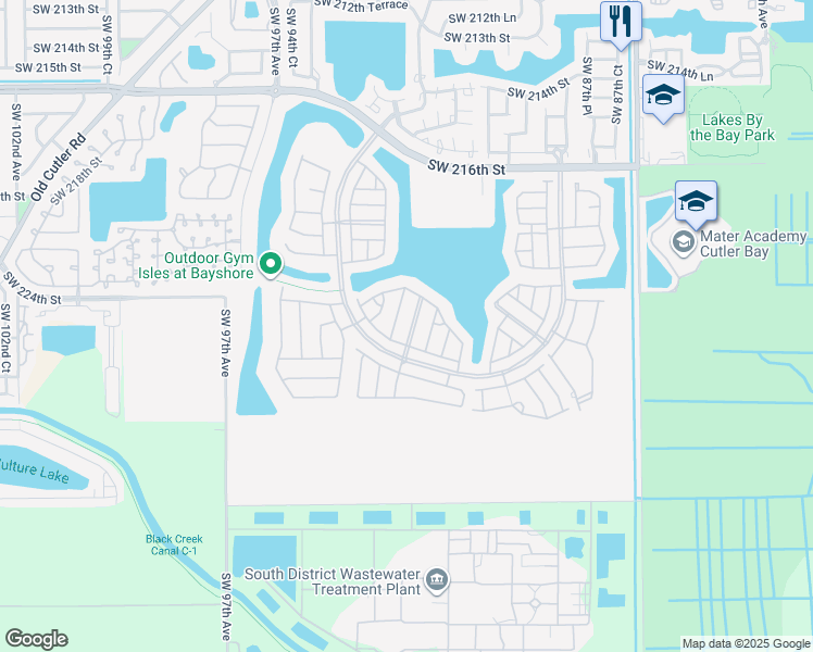 map of restaurants, bars, coffee shops, grocery stores, and more near in Cutler Bay