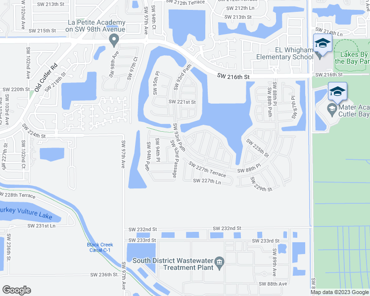 map of restaurants, bars, coffee shops, grocery stores, and more near 9250 Southwest 227th Street in Miami